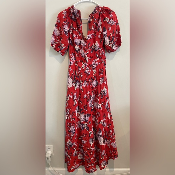 Anthropologie Maeve Floral Puff-Sleeve Midi Dress - Picture 6 of 8